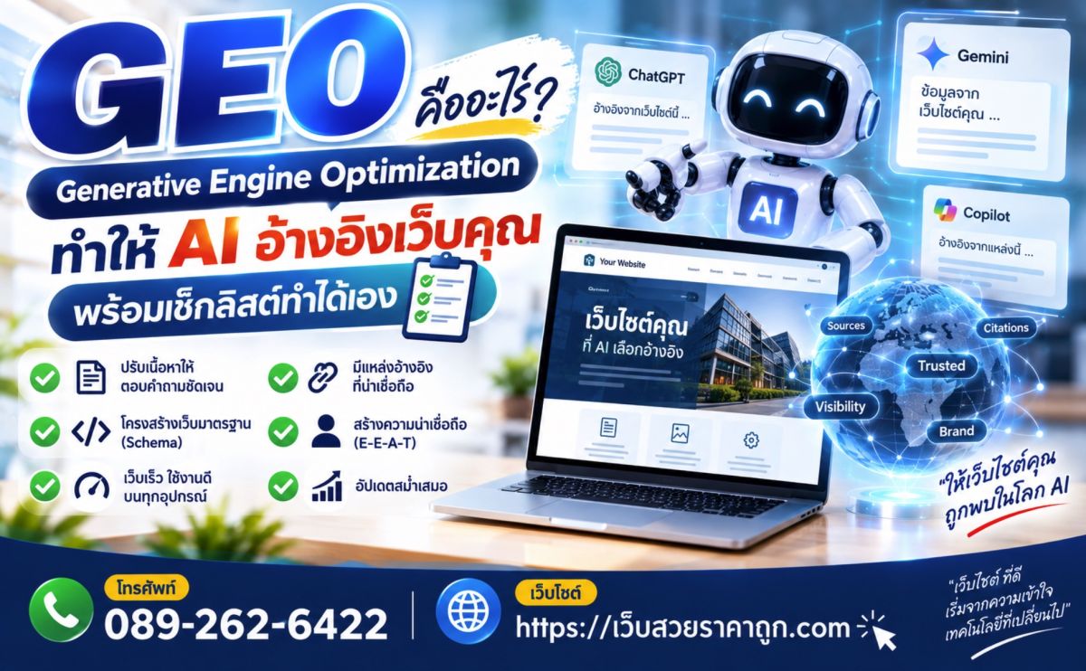 GEO คืออะไร? Generative Engine Optimization ทำให้ AI อ้างอิงเว็บคุณ พร้อมเช็กลิสต์ทำได้เอง